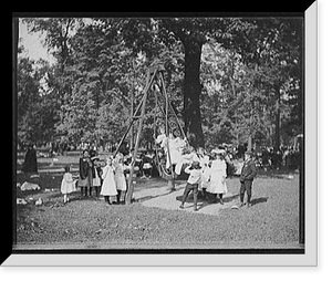 Historic Framed Print, [Children swinging in a playground or park],  17-7/8" x 21-7/8"
