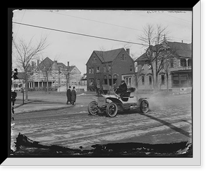 Automobile on town street, Vintage Wall Art