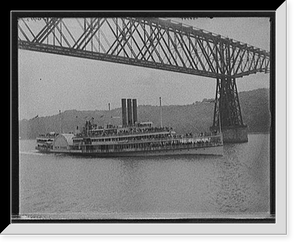 Str. New York under Poughkeepsie Bridge, Hudson River, N.Y, Vintage Print