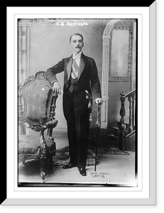 Historic Framed Print, C.E. Restrepo posing next to chair, with cane,  17-7/8" x 21-7/8"