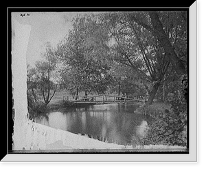 Historic Framed Print, [Rustic bridge in park, Ann Arbor, Mich.],  17-7/8" x 21-7/8"