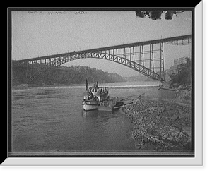 Historic Framed Print, [International (Upper Steel Arch) Bridge from below, Niagara Falls],  17-7/8" x 21-7/8"