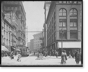 Antique City View - Detroit - Mich., Gratiot Avenue from Woodward
