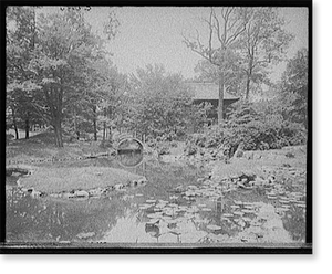 Antique Scenic Print - Philadelphia, Pennsylvania - Japanese garden