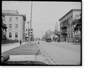 Vintage Street Scene - Mobile, Alabama - Government Street, looking east