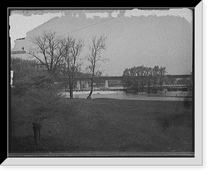 Historic Framed Print, [Huron River, railroad bridge and dam, Ann Arbor, Mich.],  17-7/8" x 21-7/8"