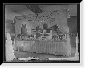 Art exhibit booth with framed pictures, paintings, and small ceramics Classic, Antique Poster