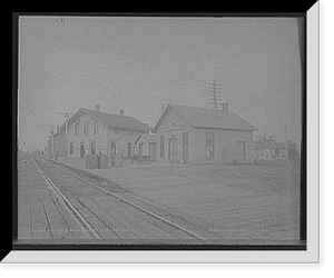 Historic Framed Print, Station & buildings at Chenoa, Ill's.,  17-7/8" x 21-7/8"