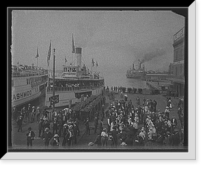 Historic Framed Print, [Excursion steamers Tashmoo and Idlewild at wharves, Detroit],  17-7/8" x 21-7/8"
