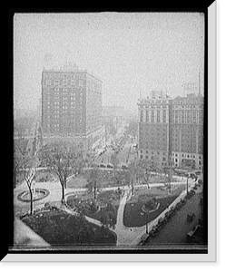 Grand Circus Park, looking toward Washington Blvd. and Hotel Statler, Detroit. Mich, Historic Reproduction