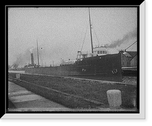 Historic Framed Print, [Freighter Frederick B. Wells in canal],  17-7/8" x 21-7/8"