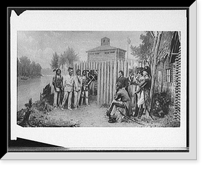 Historic Framed Print, [Indians meeting with admiral and officers at stockade],  17-7/8" x 21-7/8"