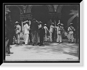 Soldiers and newsboy in plaza, probably Havana, Cuba, or possibly Mexico Classic, Antique Poster