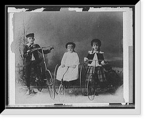 Children posed with bicycle and tricycles, Vintage Wall Art