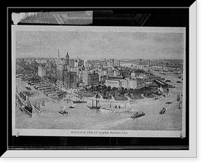Historic Framed Print, Bird's-eye view of lower Manhattan,  17-7/8" x 21-7/8"