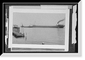 Cargo ships near pier, possibly in Michigan, Antique Wall Art