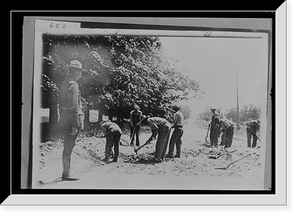 Highway construction crew, probably Michigan State Highway Dept., digging, Michigan, Historic Print