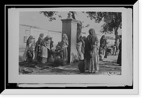 Historic Framed Print, Women at the fountain, street to Guadaloupe,  17-7/8" x 21-7/8"