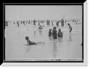 Bathers at crowded beach, Atlantic City, N.J, Antique Print