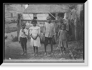 Historic Framed Print, [Four black children in yard],  17-7/8" x 21-7/8"