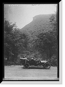Automobile in front of Old Man of the Mountain, White Mountains, N.H, Vintage Poster
