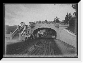 Bridge and Shore road in grounds of Fort William Henry Hotel, Lake George, N.Y, Antique Print