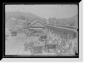 Commuters at train station, upstate New York, Historic Reproduction