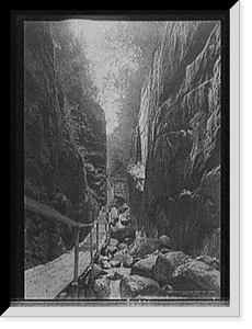 Vintage Americana Print - The Flume, looking up, Franconia Notch
