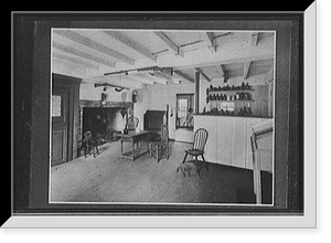 Historic Framed Print, [Interior, colonial-style kitchen with firearms],  17-7/8" x 21-7/8"