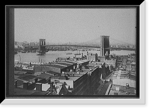 Brooklyn waterfront and Brooklyn Bridge, New York, N.Y, Vintage Wall Art