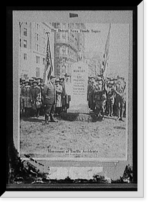 Historic Framed Print, The Detroit News timely topics. Monument of traffic accidents,  17-7/8" x 21-7/8"