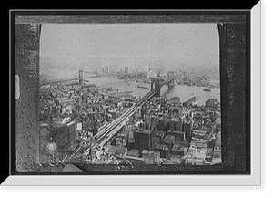 Cityscape with East River and Brooklyn Bridge, New York, N.Y, Historic Reproduction