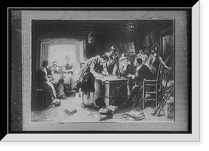 Signing of the compact in the cabin of the Mayflower, Vintage Wall Art