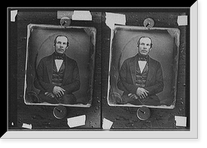 Seated man with hands folded in front, Vintage Print