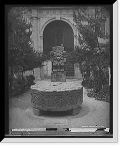 Historic Framed Print, Sacrifice stone, court of the Muse[um, Mexico],  17-7/8" x 21-7/8"