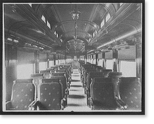 Antique Railway Print - Chicago - and Alton Railroad chair car