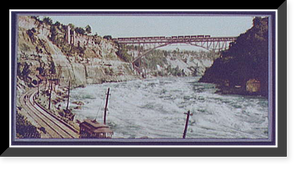 Historic Framed Print, Niagara, Whirlpool Rapids and bridge,  17-7/8" x 21-7/8"