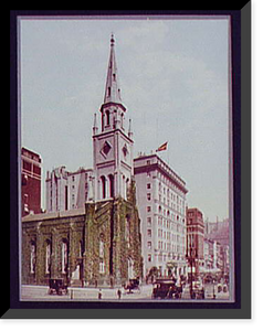 Historic Framed Print, Marble Collegiate Church and Holland House, New York,  17-7/8" x 21-7/8"