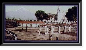 Historic Framed Print, Mexico, Popocatapetl [sic] from plaza, Amecameca,  17-7/8" x 21-7/8"