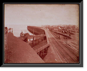 Historic Framed Print, Escanaba, Mich. Ore docks,  17-7/8" x 21-7/8"
