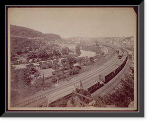 Historic Framed Print, Four trains passing Little Falls - 2,  17-7/8" x 21-7/8"