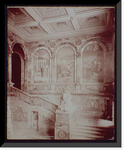 Historic Framed Print, Grand Staircase and Chavanne's panels, right section, Boston Library - 2,  17-7/8" x 21-7/8"