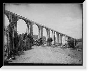Historic Framed Print, The aqueduct at Queretaro, Mexico,  17-7/8" x 21-7/8"