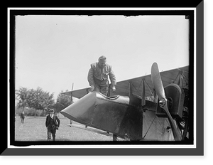 Historic Framed Print, CURTISS AIRPLANE TESTS AND DEMONSTRATIONS; TWIN ENGINE BIPLANE, POTOMAC PARK,  17-7/8" x 21-7/8"