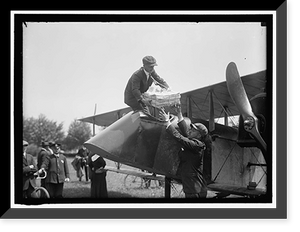 Historic Framed Print, CURTISS AIRPLANE TESTS AND DEMONSTRATIONS; TWIN ENGINE BIPLANE, POTOMAC PARK - 2,  17-7/8" x 21-7/8"