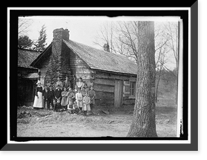 Historic Framed Print, MOUNTAINEERS CABIN AND FAMILY OF 15,  17-7/8" x 21-7/8"