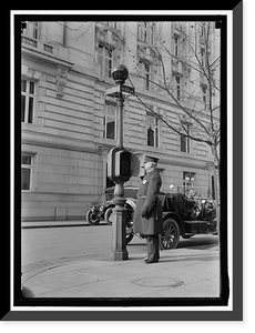 Historic Framed Print, DISTRICT OF COLUMBIA. FIRE ALARM BOX AND POLICEMAN,  17-7/8" x 21-7/8"