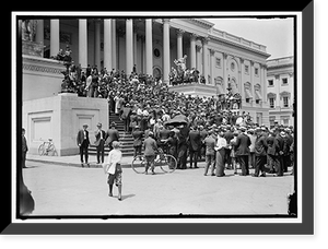 Historic Framed Print, COXEY, JACOB 'GENERAL'. COXEY SPEAKING ON THE STEPS OF CAPITOL,  17-7/8" x 21-7/8"