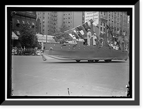 Historic Framed Print, PREPAREDNESS PARADE. FLOAT LIKE BATTLESHIP - 2,  17-7/8" x 21-7/8"