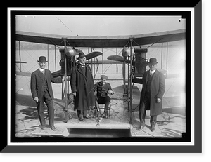 RICHARDSON TANDEM BIPLANE HYDROPLANE ON POTOMAC, APRIL, 1916. GEORGE A. GRAY AT CONTROLS. AT LEFT AND RIGHT ARE RICHARDSON BROTHERS WHO BUILT THE PLANE; 2ND FROM LEFT IS THEIR UNCLE, WHOSE IDEA IT
